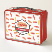 Hot Dog Fast Food Patroon Retro Monogram (Achterkant)