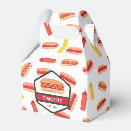 Hot Dog Fast Food Patroon Retro Monogram Bedankdoosjes