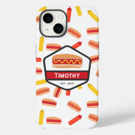 Hot Dog Fast Food Pattern  Monogram Case-Mate iPhone 14 Hoesje