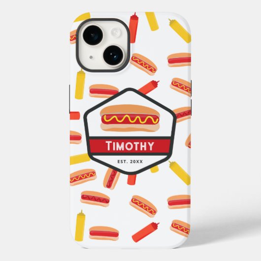 Hot Dog Fast Food Pattern Monogram Case-Mate iPhone Case (Achterkant)