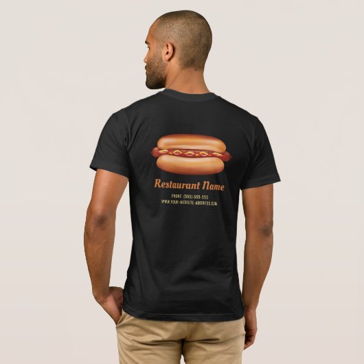 Hot Dog Fast Food Restaurant Aangepaste Logo T-shirt (Achterkant volledig)
