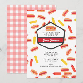 Hot Dog Fast Food Verjaardagsfeestje BBQ Kaart