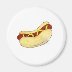 Hot Dog Frankfurter Hotdog Mustard Bun Fast Food Magneet