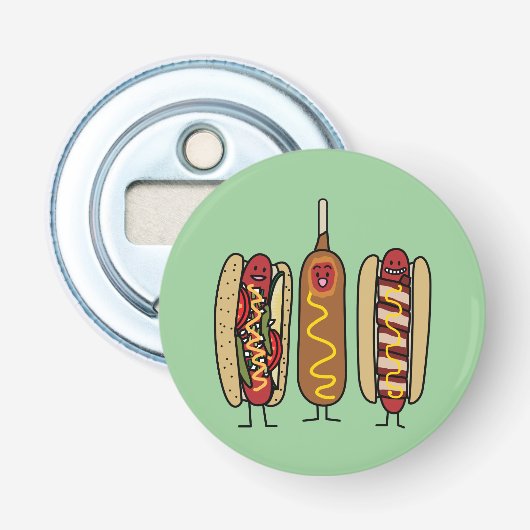Hot Dog Friends Button Flesopener (Voorkant)