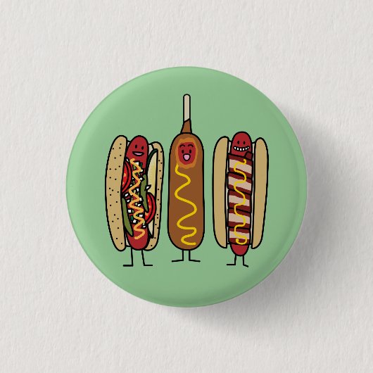 Hot Dog Friends Ronde Button 3,2 Cm (Voorkant)