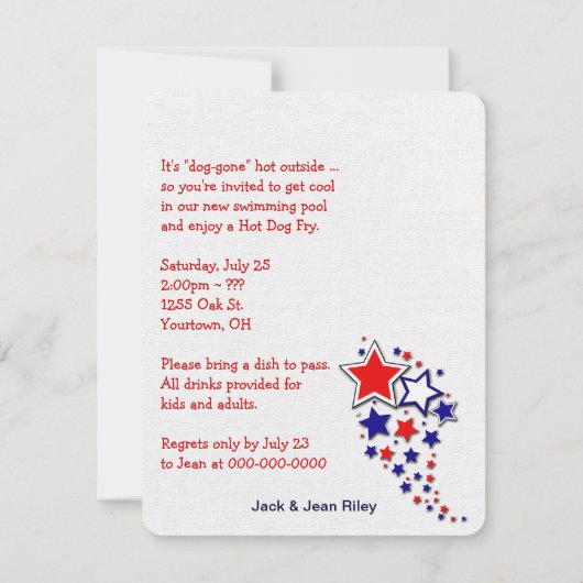 Hot Dog Fry uitnodiging (Achterkant)