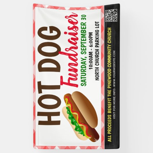 Hot Dog Fundraiser Banner met qr-code (Verticaal)