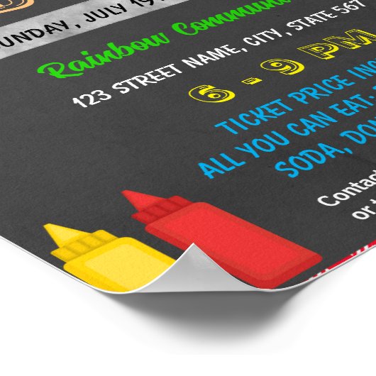 Hot dog Fundraiser evenement sjabloon Poster (Hoek)