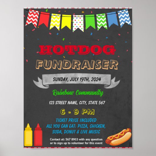 Hot dog Fundraiser evenement sjabloon Poster (Voorkant)