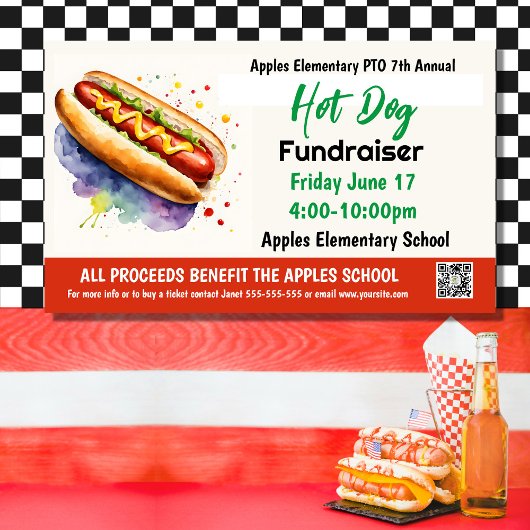 Hot Dog Fundraiser PTO PTA Kerk Banner