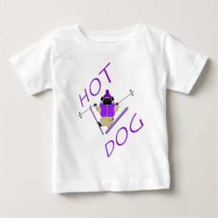 Hot Dog Funny Skiing Pug Paarse Jacket en Skis