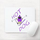 Hot Dog Funny Skiing Pug Paarse Jacket en Skis Muismat (Met muis)