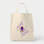 Hot Dog Funny Skiing Pug Paarse Jacket en Skis Tote Bag (Voorkant)