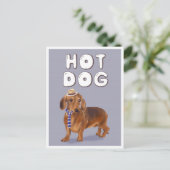 Hot Dog Funny Teckel Word Pun Briefkaart (Staand voorkant)