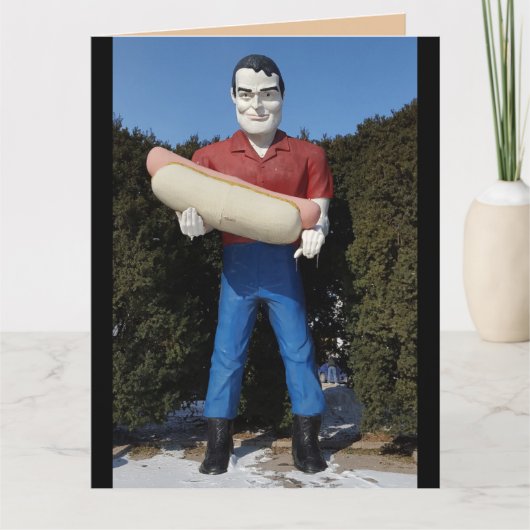 HOT DOG GIANT MAN RETRO BIRTHDAY WENSKAART KAART (Voorkant)