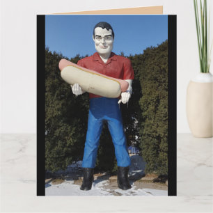 HOT DOG GIANT MAN RETRO BIRTHDAY WENSKAART KAART