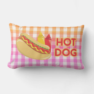 Hot Dog Gingham Picnic met toestanden Buitenkussen