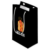 Hot Dog Grappige Snack Pun Donker BG Klein Cadeauzakje (Voorkant Gekanteld)