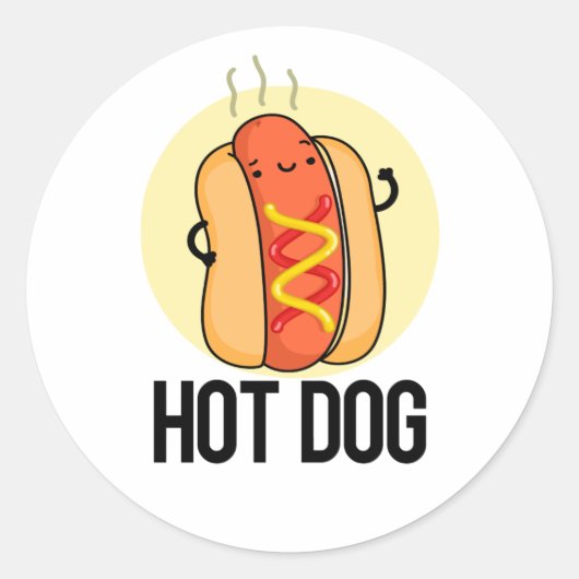 Hot Dog Grappige Snack Pun Ronde Sticker (Voorkant)