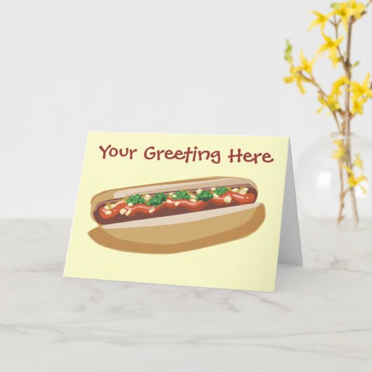 Hot Dog Greeting Card Kaart (Gele Bloem)