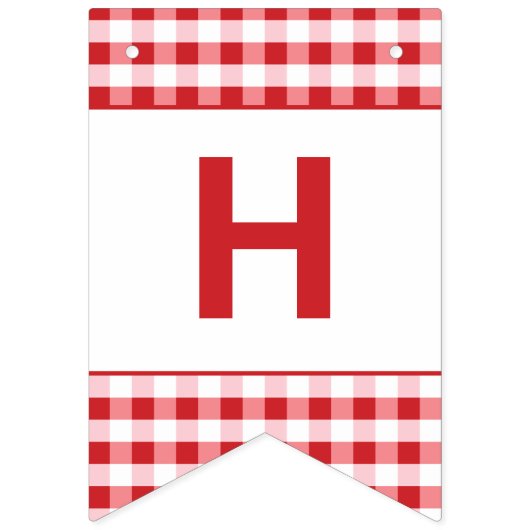 Hot Dog Grill eten op rode Gingham Happy Birthday Vlaggetjes (Tweede vlag)