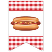 Hot Dog Grill eten op rode Gingham Happy Birthday Vlaggetjes (Eerste vlag)
