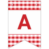 Hot Dog Grill eten op rode Gingham Happy Birthday Vlaggetjes (Derde vlag)