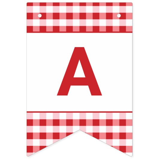 Hot Dog Grill eten op rode Gingham Happy Birthday Vlaggetjes (Derde vlag)