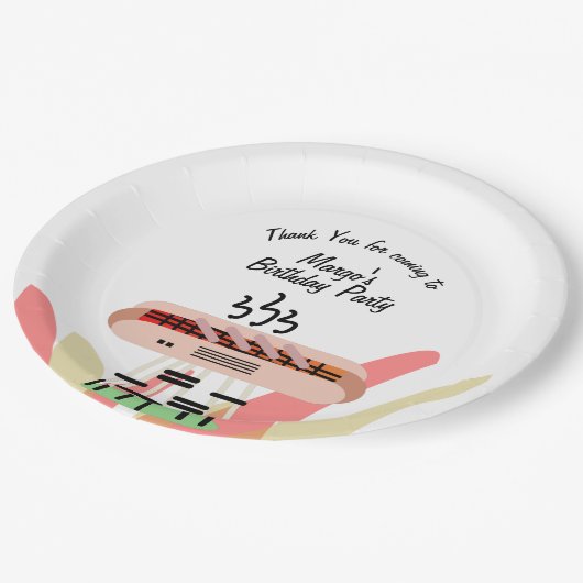 Hot Dog Grilling Birthday Party Cookout Papieren Bordje (Gekanteld)