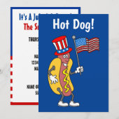 Hot Dog Het Is Een 4 Juli Feest Uitnodiging (Voorkant / Achterkant)