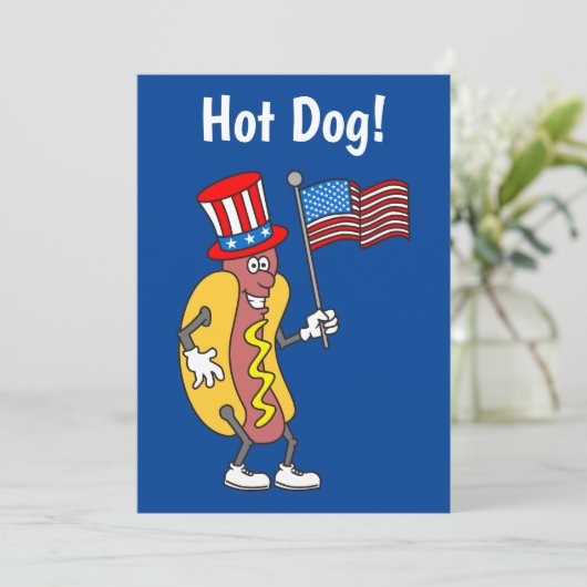 Hot Dog Het is een 4 juli-feestuitnodiging Kaart (Staand voorkant)
