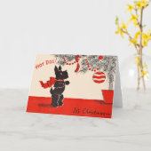 Hot Dog! Het is kerst zwarte Scottie hond Kaart (Gele Bloem)