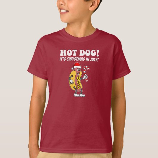 Hot Dog Het is Kerstmis in juli Schattige Grappig T-shirt (Voorkant)