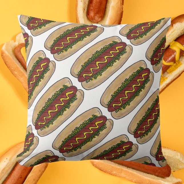 Hot Dog Hotdog Frank Wiener Relish Mosterd Bun Kussen (Hot dog pillow)
