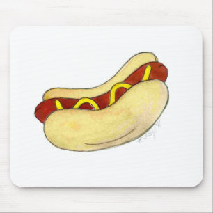 Hot Dog Hotdog met mosterd op Bun Food Muismat