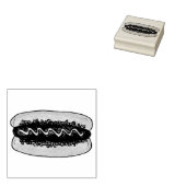 Hot Dog Hotdog Mosterd Relish Bun Fastfood Picknic Rubberstempel (Gestempeld)