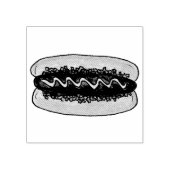 Hot Dog Hotdog Mosterd Relish Bun Fastfood Picknic Rubberstempel (Afrduk)
