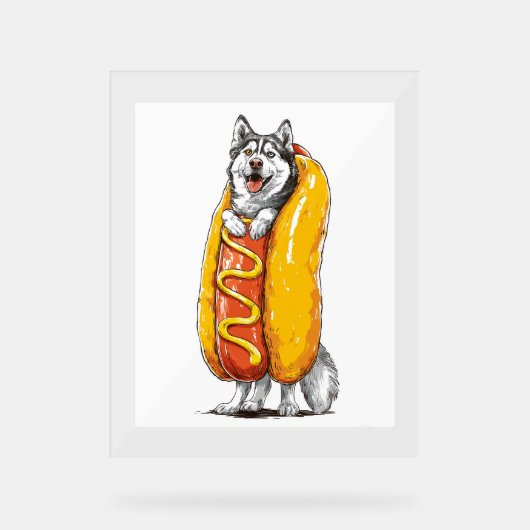 Hot Dog Husky - Grappig Eten Kostuum Acryl Bord (Voorkant)