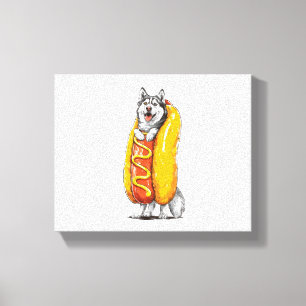 Hot Dog Husky - Grappig Eten Kostuum Canvas Afdruk