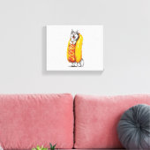 Hot Dog Husky - Grappig Eten Kostuum Canvas Afdruk (Insitu (Woonkamer))