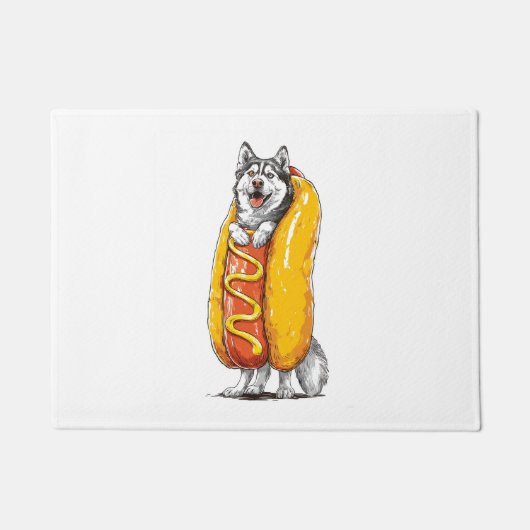 Hot Dog Husky - Grappig Eten Kostuum Deurmat (Voorkant)