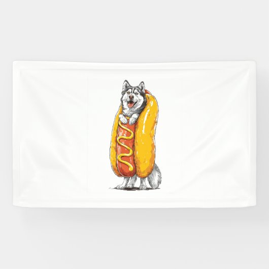 Hot Dog Husky - Grappig Eten Kostuum Spandoek (Horizontaal)