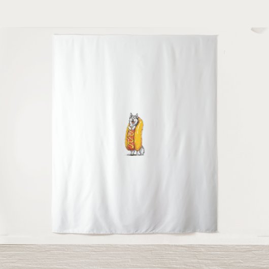 Hot Dog Husky - Grappig Eten Kostuum Wandkleed (Voorkant)
