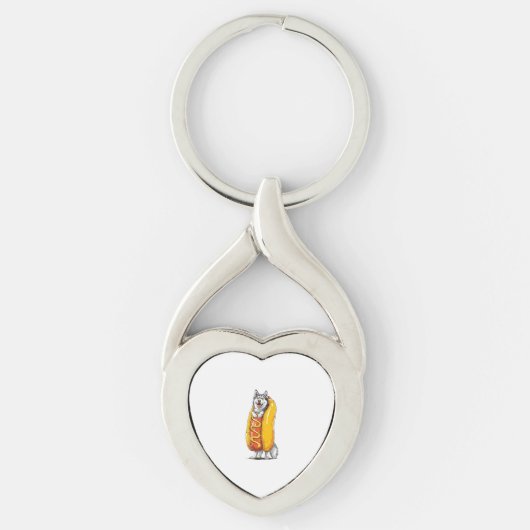 Hot Dog Husky � Grappige Voedsel Kostuum Sleutelhanger (Voorkant)