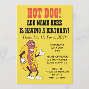 Hot Dog iemand met een uitnodiging van de Birthday