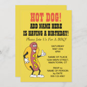 Hot Dog Iemand Met Een Verjaardag BBQ Uitnodiging (Voorkant / Achterkant)