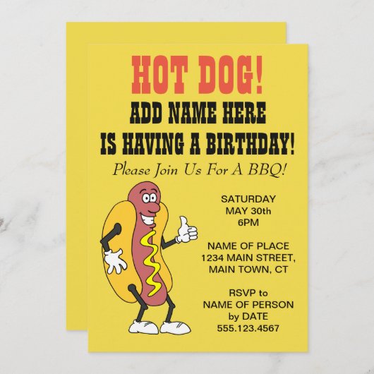 Hot Dog Iemand Met Een Verjaardag BBQ Uitnodiging