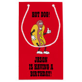 Hot Dog iemand met een verjaardag Klein Cadeauzakje (Achterkant)