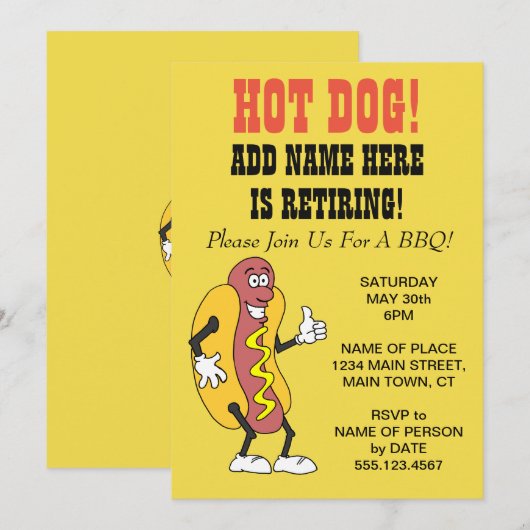 Hot Dog iemand reageert op de uitnodiging van BBQ (Voorkant / Achterkant)