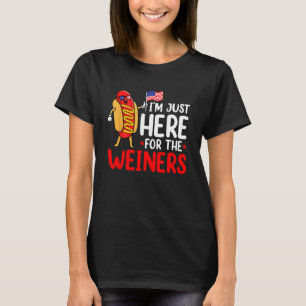 Hot Dog ik ben hier alleen voor de Wieners worst 4 T-shirt